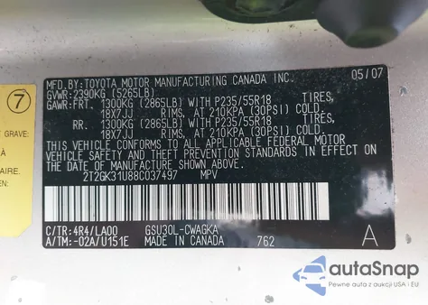 2008 Lexus Rx 350 from USA, damaged, VIN 2T2GK31U88C037497